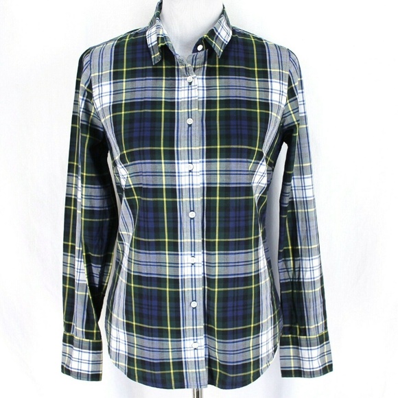 J. Crew Tops - 🔥 3/$20 sale! J. Crew Size Small Plaid Perfect Shirt Blue Green Yellow